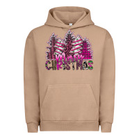 Pigment Burro Merry Christmas pink  trees Urban Hoodie - CowhideDigitalArt
