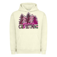 Pigment Pistachio Merry Christmas pink  trees Urban Hoodie - CowhideDigitalArt