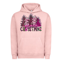 Pigment Salmon Merry Christmas pink  trees Urban Hoodie - CowhideDigitalArt