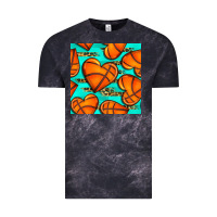 Cloud Black basketball hearts with leopard seamless pattern Vintage Tee - BundleAndBundleShop