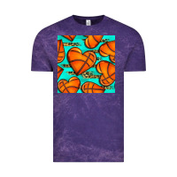 Cloud Purple basketball hearts with leopard seamless pattern Vintage Tee - BundleAndBundleShop