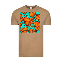 Vintage Coffee basketball hearts with leopard seamless pattern Vintage Tee - BundleAndBundleShop