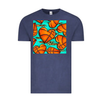 Basketball Hearts With Leopard Seamless Pattern Vintage Tee | Teevron