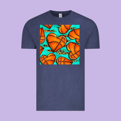 Basketball Hearts With Leopard Seamless Pattern Vintage Tee Designed By Bundleandbundleshop