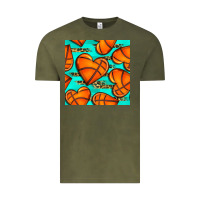 Vintage Olive basketball hearts with leopard seamless pattern Vintage Tee - BundleAndBundleShop