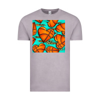 Vintage Zinc basketball hearts with leopard seamless pattern Vintage Tee - BundleAndBundleShop