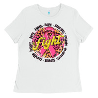 White fight breast cancer Ladies Tee - NancyCooperArtShop