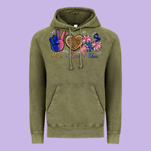 Peace Love Cheer Vintage Hoodie Designed By Bundleandbundleshop