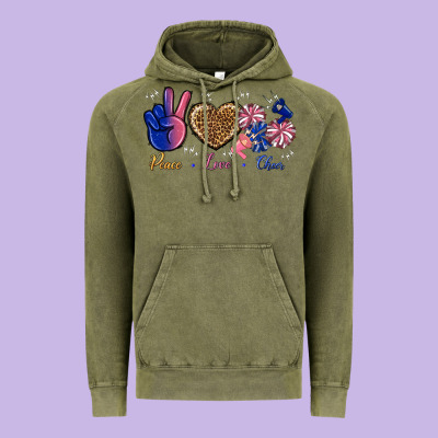 Peace Love Cheer Vintage Hoodie Designed By Bundleandbundleshop