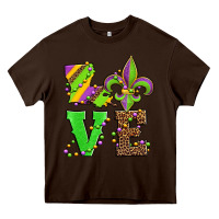 Chocolate Brown love mardi gras Heavy Core Tee - Jasminsmagicworld