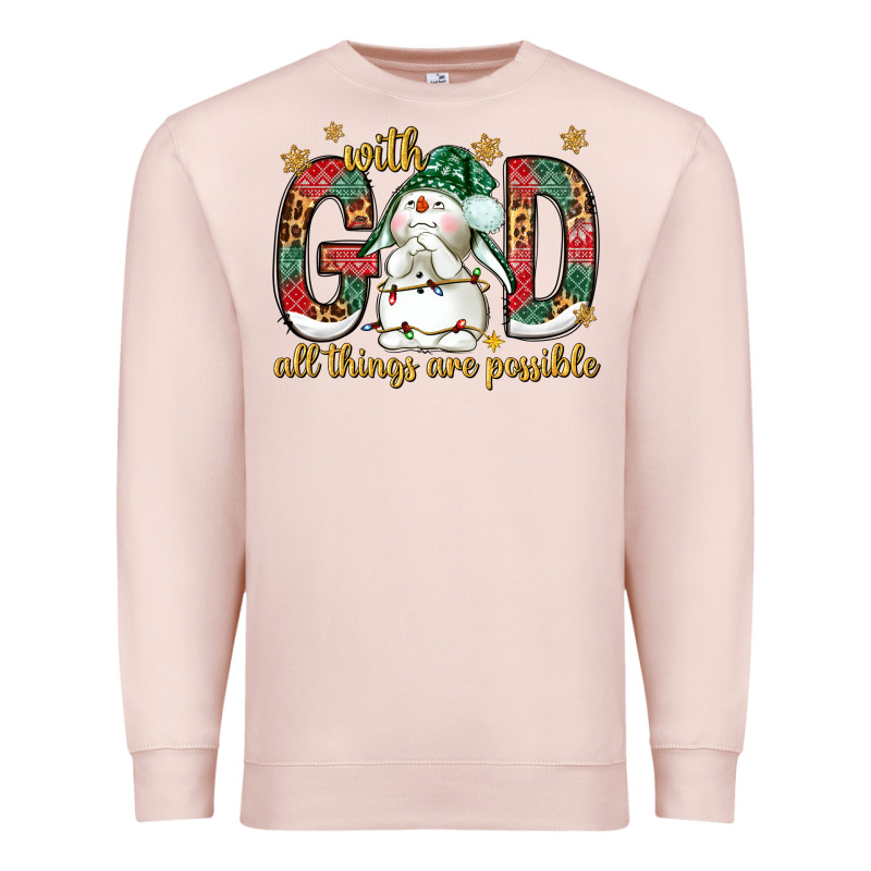 With God All Things Are Possible With Snowman Bbs Premium Sweatshirt by BundleAndBundleShop | Teevron