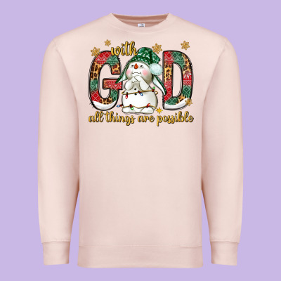 With God All Things Are Possible With Snowman Bbs Premium Sweatshirt Designed By Bundleandbundleshop