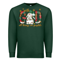 Sports Green with god all things are possible with snowman bbs Premium Sweatshirt - BundleAndBundleShop