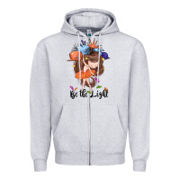 Heather Grey Be the light Zipper Hoodie - CowGirlArtShop