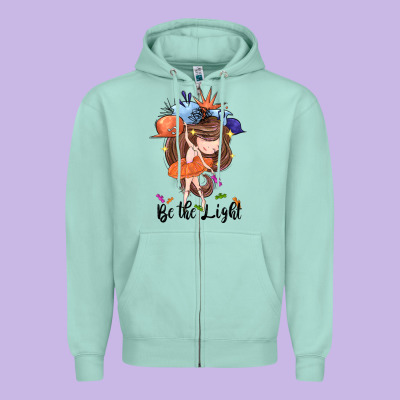 Be The Light Zipper Hoodie Designed By Cowgirlartshop