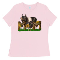 Bubblegum Pink Western Mom With Hampshire Pig And Baby Pig Ladies Tee - LillyAllenDesigns