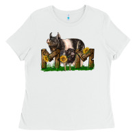 White Western Mom With Hampshire Pig And Baby Pig Ladies Tee - LillyAllenDesigns