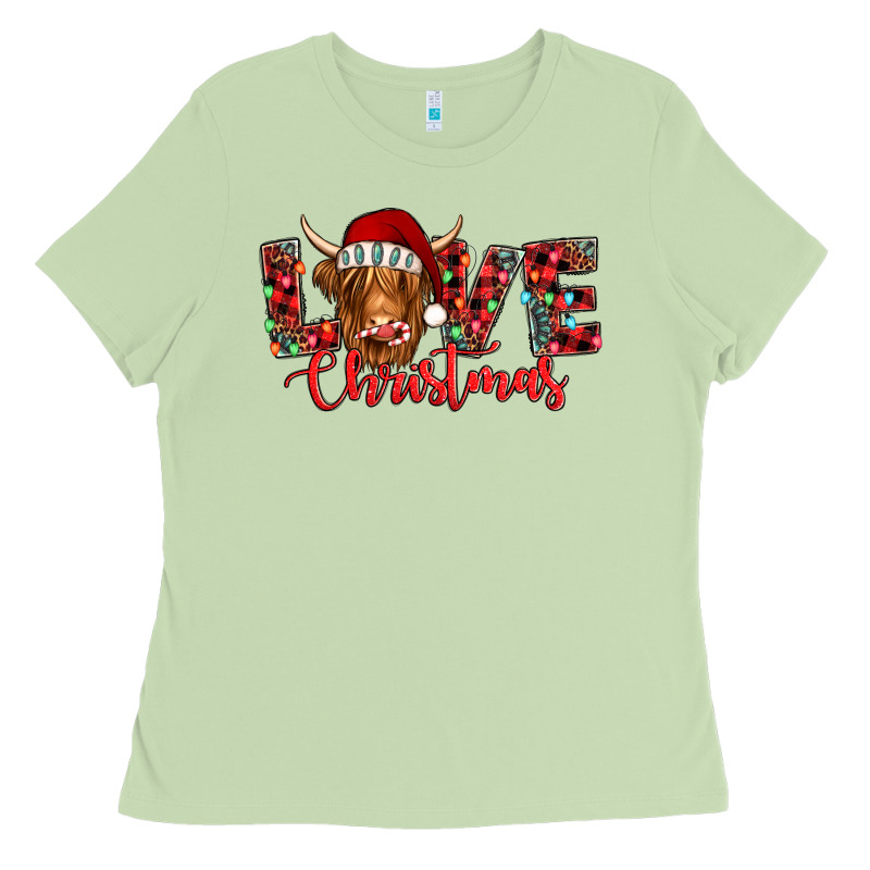 Love Christmas Highland Cow And Turquoise Gemstone Ladies Tee by Jasminsmagicworld | Teevron
