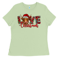 Matcha love christmas highland cow and turquoise gemstone Ladies Tee - Jasminsmagicworld