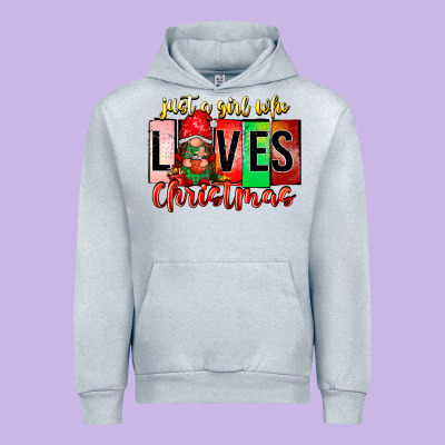 Just A Girl Who Loves Christmas Urban Hoodie Designed By Cowhidedigitalart