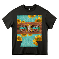 Asphalt mom hereford cattle sunflowers on tooled leather regular can cooler Heavy Core Tee - BarkalooDesign