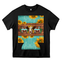 Black mom hereford cattle sunflowers on tooled leather regular can cooler Heavy Core Tee - BarkalooDesign
