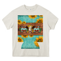 Mom Hereford Cattle Sunflowers On Tooled Leather Regular Can Cooler Heavy Core Tee | Teevron