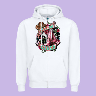 Let's Go Girl's Cowboy Boots Zipper Hoodie Designed By Howdyjamesfarm