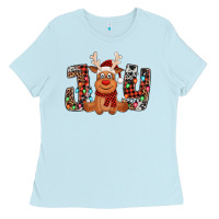 Baby Blue joy christmas reindeer Ladies Tee - Jasminsmagicworld