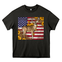 Asphalt Western American Flag And Deer Heavy Core Tee - LillyAllenDesigns