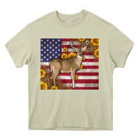 Western American Flag And Deer Heavy Core Tee | Teevron