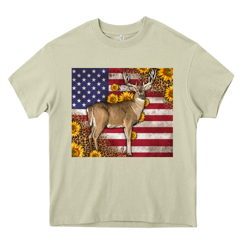 Western American Flag And Deer Heavy Core Tee by LillyAllenDesigns | Teevron