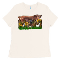 Bone Western Mom With Duroc Pig And Baby Pig Ladies Tee - LillyAllenDesigns