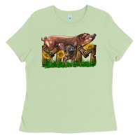 Western Mom With Duroc Pig And Baby Pig Ladies Tee | Teevron