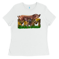 White Western Mom With Duroc Pig And Baby Pig Ladies Tee - LillyAllenDesigns