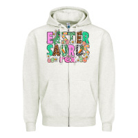 Oatmeal Heather Easter Saurus Nurse Easter Day Zipper Hoodie - HowdyJamesFarm