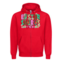 Red Easter Saurus Nurse Easter Day Zipper Hoodie - HowdyJamesFarm