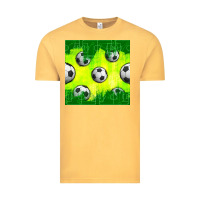 Vintage Mustard soccer balls with field  and tactics seamless pattern Vintage Tee - BundleAndBundleShop
