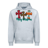 Heather Grey merry Christmas cross Urban Hoodie - CowhideDigitalArt