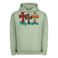 Pigment Oil Green merry Christmas cross Urban Hoodie - CowhideDigitalArt