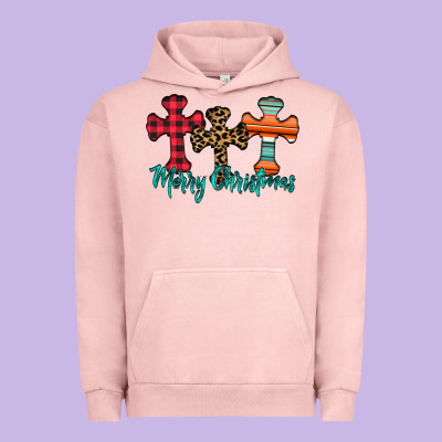 Merry Christmas Cross Urban Hoodie Designed By Cowhidedigitalart