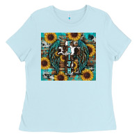 Baby Blue western faith sunflower's Ladies Tee - RanaPortraitStore