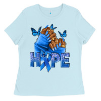 Baby Blue hope blueribboncolon cancer nails Ladies Tee - NancyCooperArtShop