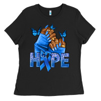 Black hope blueribboncolon cancer nails Ladies Tee - NancyCooperArtShop
