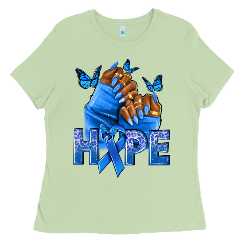 Hope Blueribboncolon Cancer Nails Ladies Tee by NancyCooperArtShop | Teevron