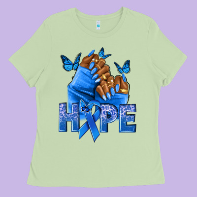 Hope Blueribboncolon Cancer Nails Ladies Tee Designed By Nancycooperartshop