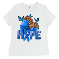 White hope blueribboncolon cancer nails Ladies Tee - NancyCooperArtShop
