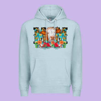 Mom Cow Flowers Premium Hoodie Designed By Cowcowdesign