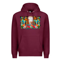 Burgundy Mom Cow Flowers Premium Hoodie - CowCowDesign