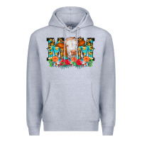 Heather Grey Mom Cow Flowers Premium Hoodie - CowCowDesign
